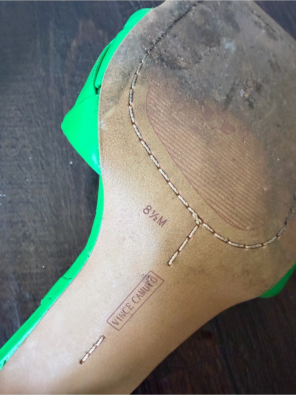 Vince Camuto Neon Green Woven Slide Mules - Picture 4 of 5